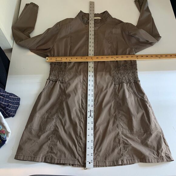 Soft Surroundings Jacket Women L Large Otter Full Zip Smocked Waist Stretch Side - Picture 7 of 12